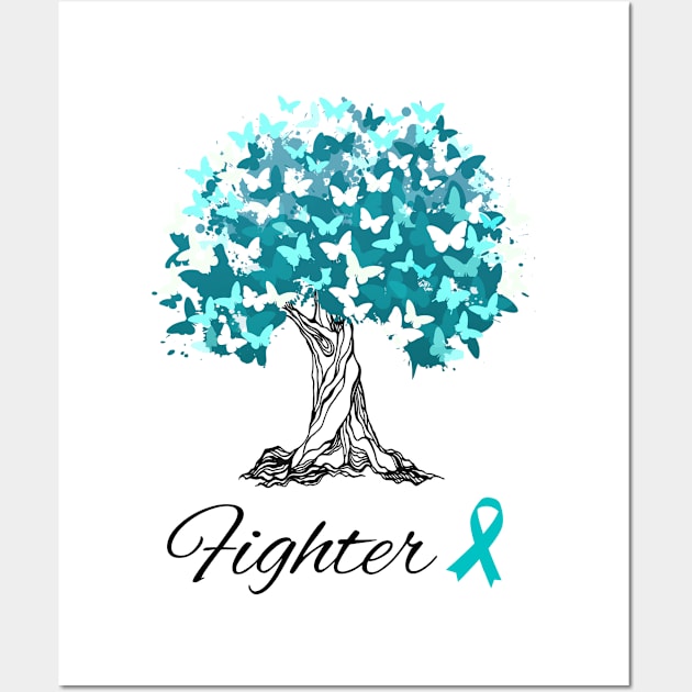 Raising Support & Awareness Fighter Tree With Butterflies Wall Art by MerchAndrey